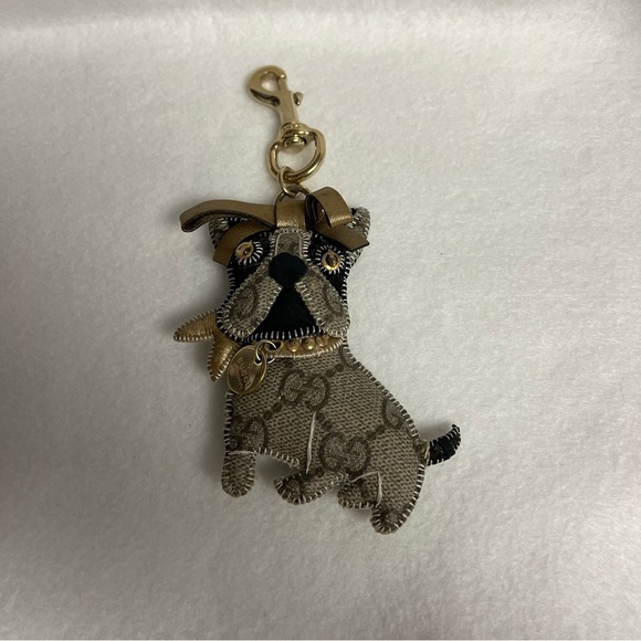 GUCCI FRENCH BULLDOG KEYCHAIN Leroy Guccioli Dog Frenchie Monogram Charm - Picture 1 of 15